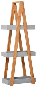 kleankin Raft Baie din MDF și Bambus, Soluție Depozitare Elegantă, 30x18x81 cm, Gri | Aosom Romania