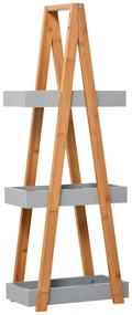 kleankin Raft Baie din MDF și Bambus, Soluție Depozitare Elegantă, 30x18x81 cm, Gri | Aosom Romania