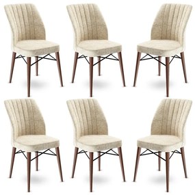 Set 6 scaune haaus Flex, Crem/Maro, textil, picioare metalice