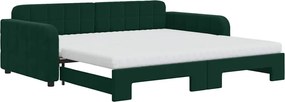 vidaXL Pat de zi cu extensie și saltele verde închis 100x200cm catifea
