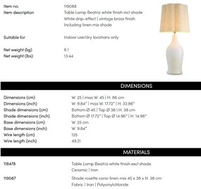 Veioza, Lampa de masa LUX, Ceramica, Alb, Beatriz