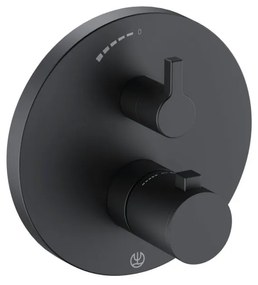 Baterie termostatata de dus incastrata, negru mat Negru mat
