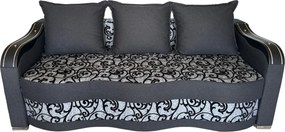 Canapea DIANA extensibila, 3 locuri, cu lada de depozitare, stofa gri cu negru , 220x100x80 Negru + Gri