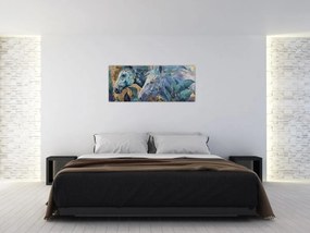Tablou - Cai cu fundal auriu (120x50 cm)
