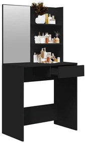 Masă de toaletă cu oglindă, negru, 74,5x40x141 cm