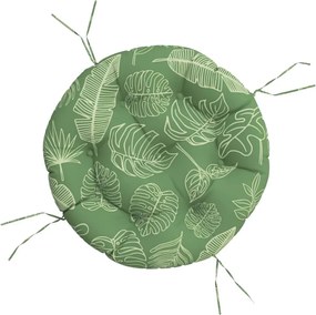 vidaXL Pernă rotundă, model frunze, Ø 60 x 11 cm, țesătură Oxford