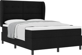 vidaXL Pat cu arcuri cu saltea Negru 160 x 200 cm țesătură