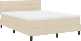 vidaXL Pat cu arcuri cu saltea cu led Crem 140 x 190 cm țesătură