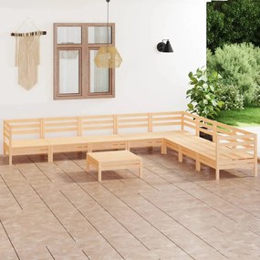 3083109 vidaXL Set mobilier de grădină, 9 piese, lemn masiv de pin