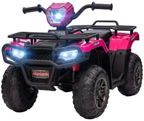 HOMCOM Quad electric pentru copii 12V, mașină electrică pentru copii, motor dublu, faruri și muzică, 88x45x50cm, roz | Aosom Romania