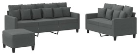3201673 vidaXL Set de canapele cu perne, 3 piese, gri închis, textil