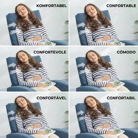 HOMCOM Fotoliu Reclinabil din Țesătură cu Efect de In cu Suport pentru Picioare, Albastru | Aosom Romania