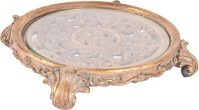 Tavă decorativă rotundă din polirășină și sticlă, auriu, 5 x 29 cm, „Rivage”