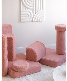 Canapea pentru copii roz cu tapițerie din țesătură bouclé 132 cm Settee – Wigiwama