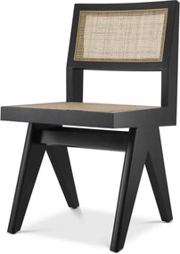 Scaun design clasic din lemn si rattan Niclas, negru 114737 HZ