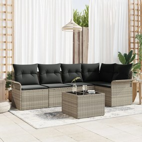 vidaXL Set canapea grădină 6 pcs Gri 55 x 55 x 37 cm Ratan, Poliester