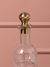 Set 2 sticle decorative din sticlă canelată cu capac sferic din alamă antichizată, 33 × 10 cm, „Flacon"