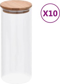 vidaXL Borcan de Sticlă 10 pcs Transparent 8,5 x 8,5 x 21,5 cm Sticlă