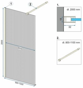 Paravan de dus Aero Intimo Auriu Periat 100cm, Rea