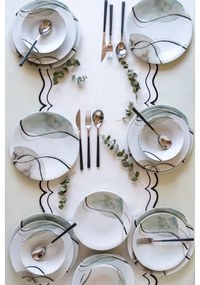 Set de veselă din porțelan, 24 piese, gri/verde