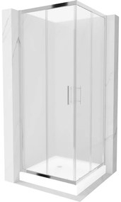 Mexen Rio cabină de duș pătrată 80 x 80 cm, Înghețat, Crom + cadă de duș Rio, Albă - 860-080-080-01-30-4510
