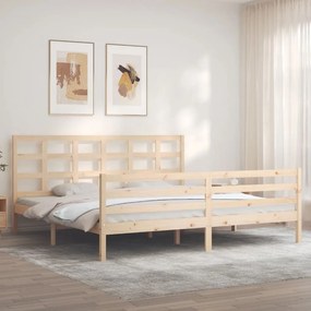 3194006 vidaXL Cadru pat cu tăblie 200x200 cm, lemn masiv de pin
