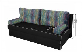 Canapea extensibila Alfi Anthracite 192x80x77 cm cu lada de depozitare, Stripes