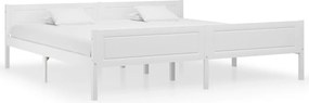 vidaXL Cadru de pat, alb, 200x200 cm, lemn masiv de pin
