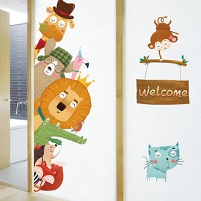 Autocolant de perete "Animale - Bun venit" 140x80 cm