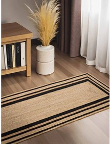 Covor tip traversă negru/în culoare naturală reversibil/țesut manual din iută 70x200 cm Jutta – Hanse Home
