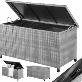 Ladă de depozitare din poliratan RICCO, 270L, 117x53x60cm, gri Casaria