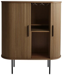 Dulap vinotecă maro cu aspect de lemn de stejar cu ușă glisantă 100x118x40 cm Nola – Unique Furniture