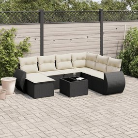 3221705 vidaXL Set mobilier de grădină cu perne, 8 piese, negru, poliratan