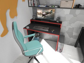 Masă PC gaming Adapt (Negru + Roșu) (fără iluminat). 1054992