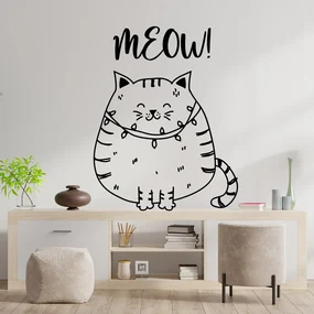Sticker Decorativ Pisica Neagra, 47x60 cm, Negru, Oracal