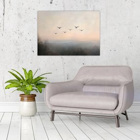 Tablou pe sticlă - Stol de păsări (70x50 cm)