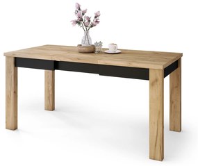 Mazzoni FONTE Stejar Craft Auriu / Negru Mat - MASĂ CLASICĂ DE BUCĂTĂRIE/LIVING EXTENSIBILĂ PÂNĂ LA 130 sau 155 cm!