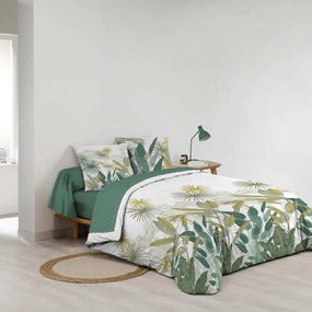 Lenjerie de pat albă-verde din bumbac pentru pat dublu, extinsă cu cearceaf inclus, cu 6 piese 240x220 cm Otika – douceur d'intérieur