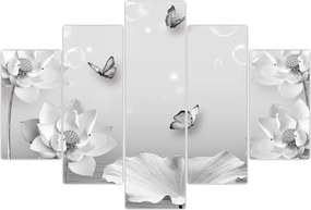 Tablou - Design flori și fluturi (150x105 cm)