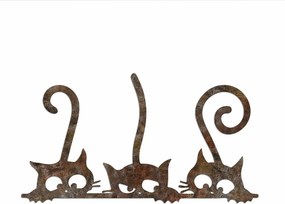 Decoratiune perete RUSTY CATS 1, maro, metal, 60x33 cm