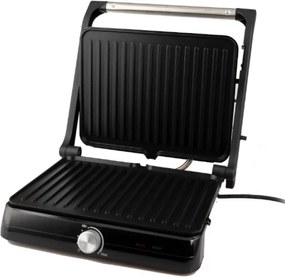 Gratar electric Rosberg R51442M, 2000W, Placi antiaderente-29x23 cm, Deschidere 180°C, Inox/Negru