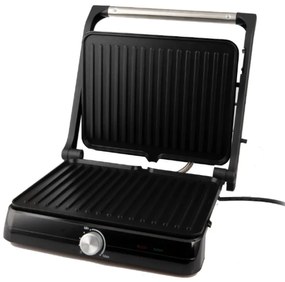 Grătar electric Rosberg R51442M, 2000W, Gratar, Placi antiaderente-29x23 cm, Deschidere 180°C, Inox/Negru