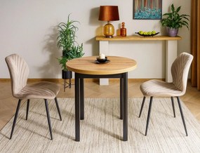 Masa rotunda Adam stejar artizan/negru ø80 cm