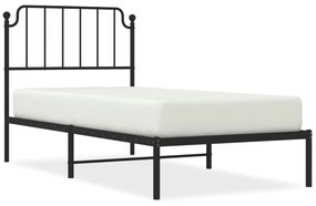 373880 vidaXL Cadru pat metalic cu tăblie, negru, 90x200 cm