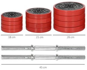 HOMCOM Set Greutăți 40KG pentru Gantere Ajustabile Antrenament Sport Acasă | Aosom Romania