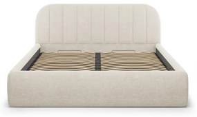 Pat matrimonial crem tapițat cu spațiu de depozitare cu somieră 180x200 cm Juno – Windsor &amp; Co Sofas