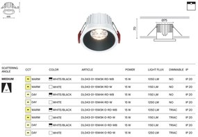 Spot LED incastrabil dimabil design tehnic Alpha alb, negru 8,5cm, 4000K