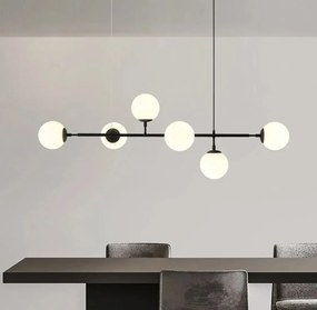 Lustră Pendul Asimetrică cu 6 Globuri și Structură Metalică, DM8323/6, Negru – Ideală pentru Spații Moderne și Birouri Elegante