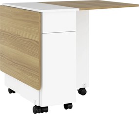 HOMCOM Masă Extensibilă pentru 6 Persoane, Masă Pliabilă cu Roți, 2 Sertare și Dulapior, 140x76x74 cm, Alb | Aosom Romania