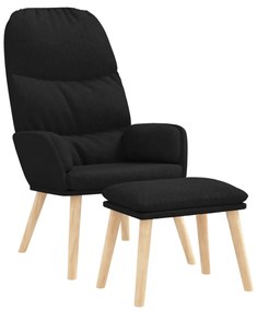 3097348 vidaXL Scaun de relaxare cu taburet, negru, textil